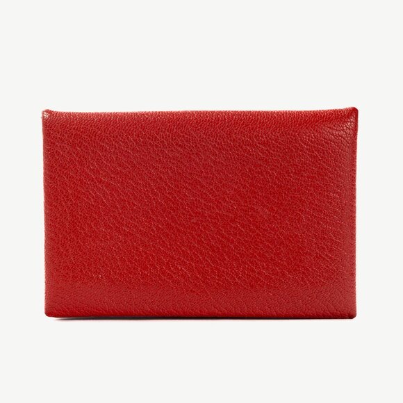 Hermes Calvi Vermillion Chevre Mysore Leather Card Holder - Picture 5 of 9